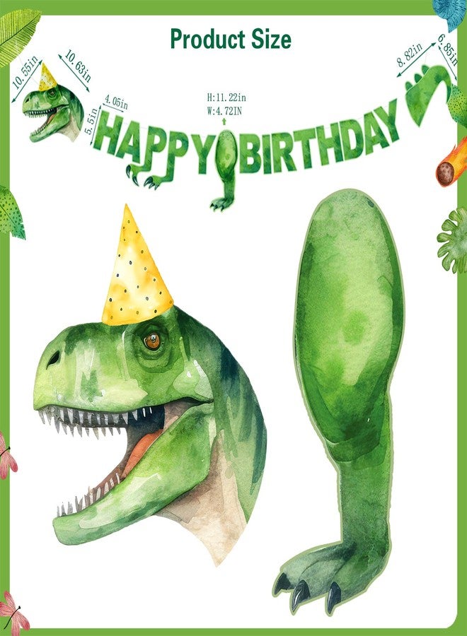BIGKEOKI Watercolor Dinosaur Happy Birthday Banner Dinosaur Trex Banner Dinosaur Birthday Party Supplies for Boys 1st 2nd 3rd 4th 10th Dinosaur Birthday Decorations (Green) - Image 2
